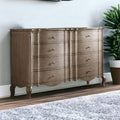 Taupe Solid and Manufactured Wood Eight Drawer Double Dresser - 64-inch
