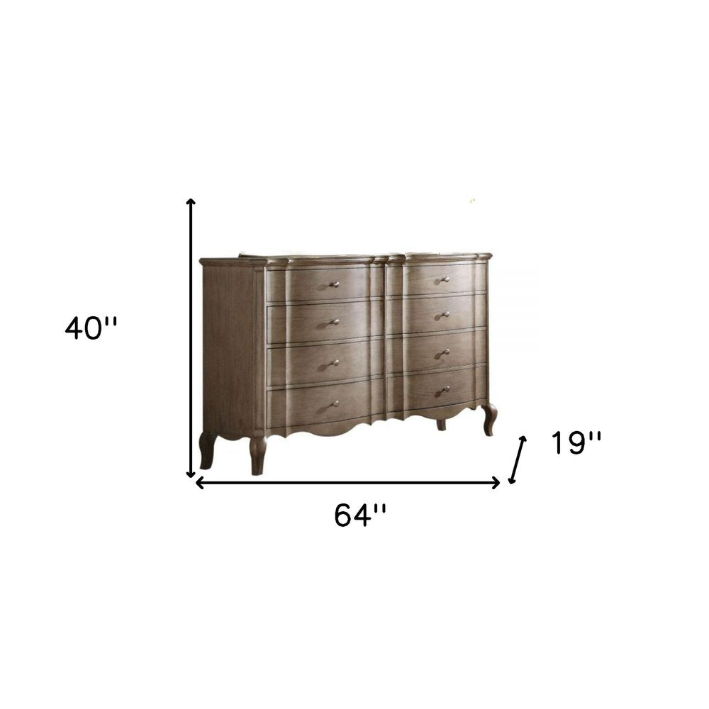 Taupe Solid and Manufactured Wood Eight Drawer Double Dresser - 64-inch