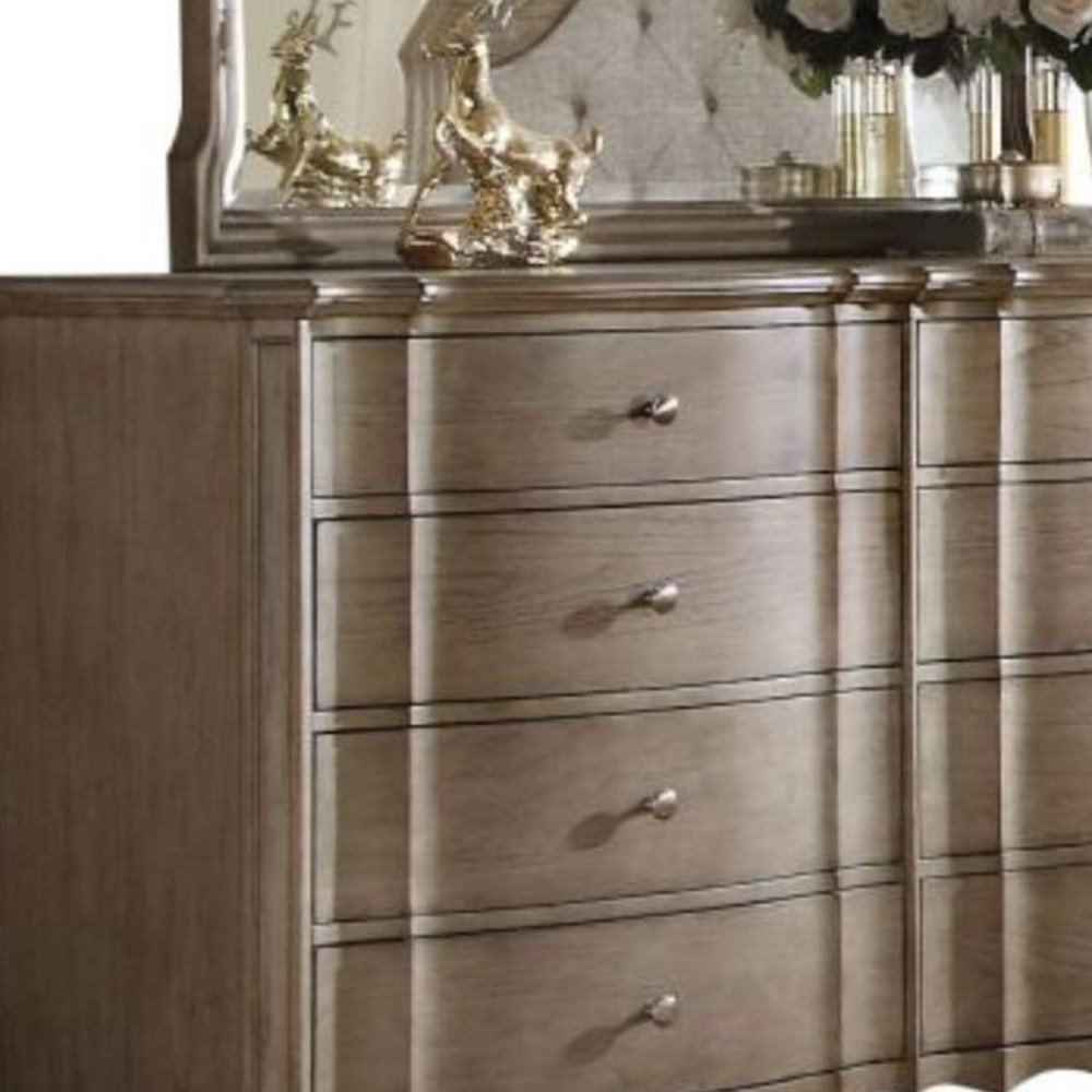 Taupe Solid and Manufactured Wood Eight Drawer Double Dresser - 64-inch