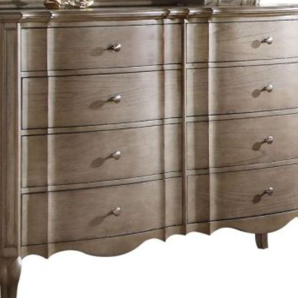 Taupe Solid and Manufactured Wood Eight Drawer Double Dresser - 64-inch