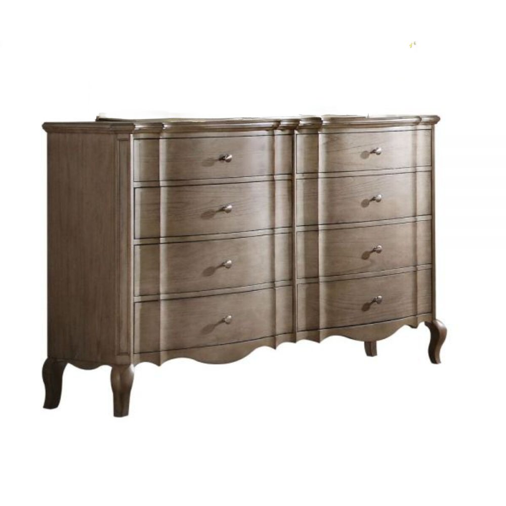 Taupe Solid and Manufactured Wood Eight Drawer Double Dresser - 64-inch