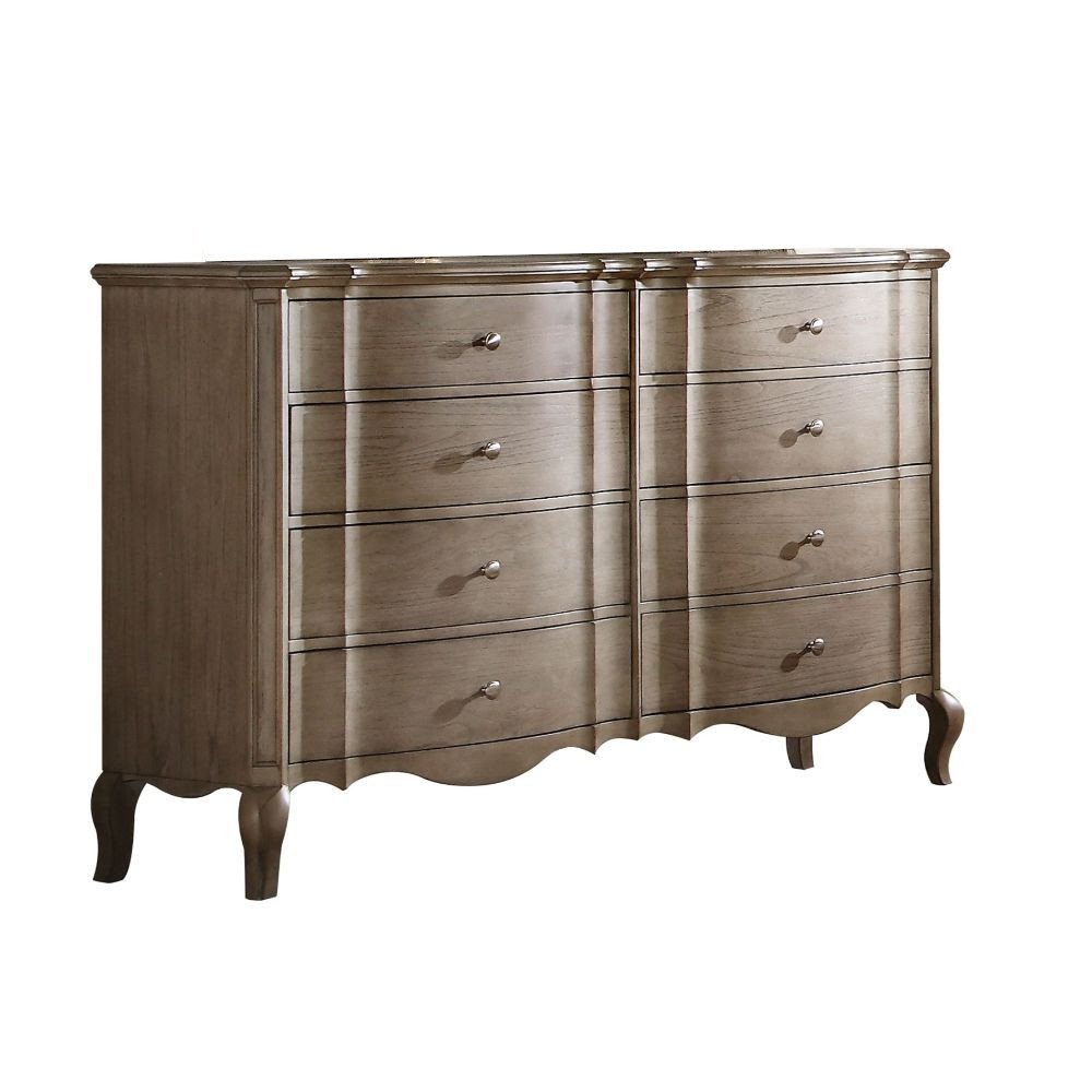 Taupe Solid and Manufactured Wood Eight Drawer Double Dresser - 64-inch