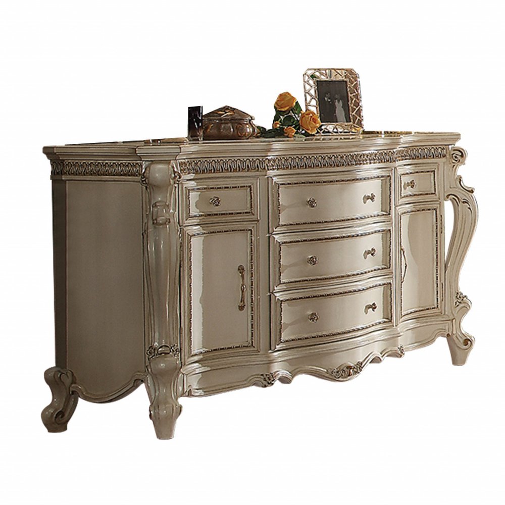 Pearl Solid and Manufactured Wood Five Drawer Triple Dresser - 69-inch