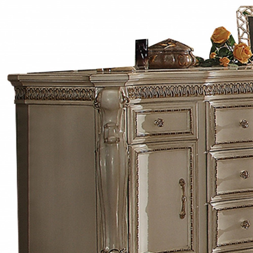 Pearl Solid and Manufactured Wood Five Drawer Triple Dresser - 69-inch