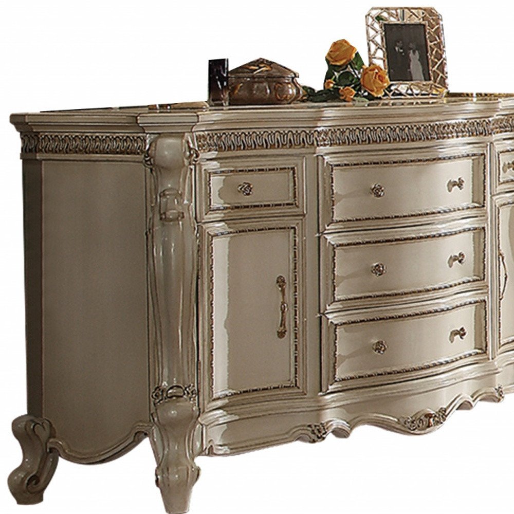 Pearl Solid and Manufactured Wood Five Drawer Triple Dresser - 69-inch