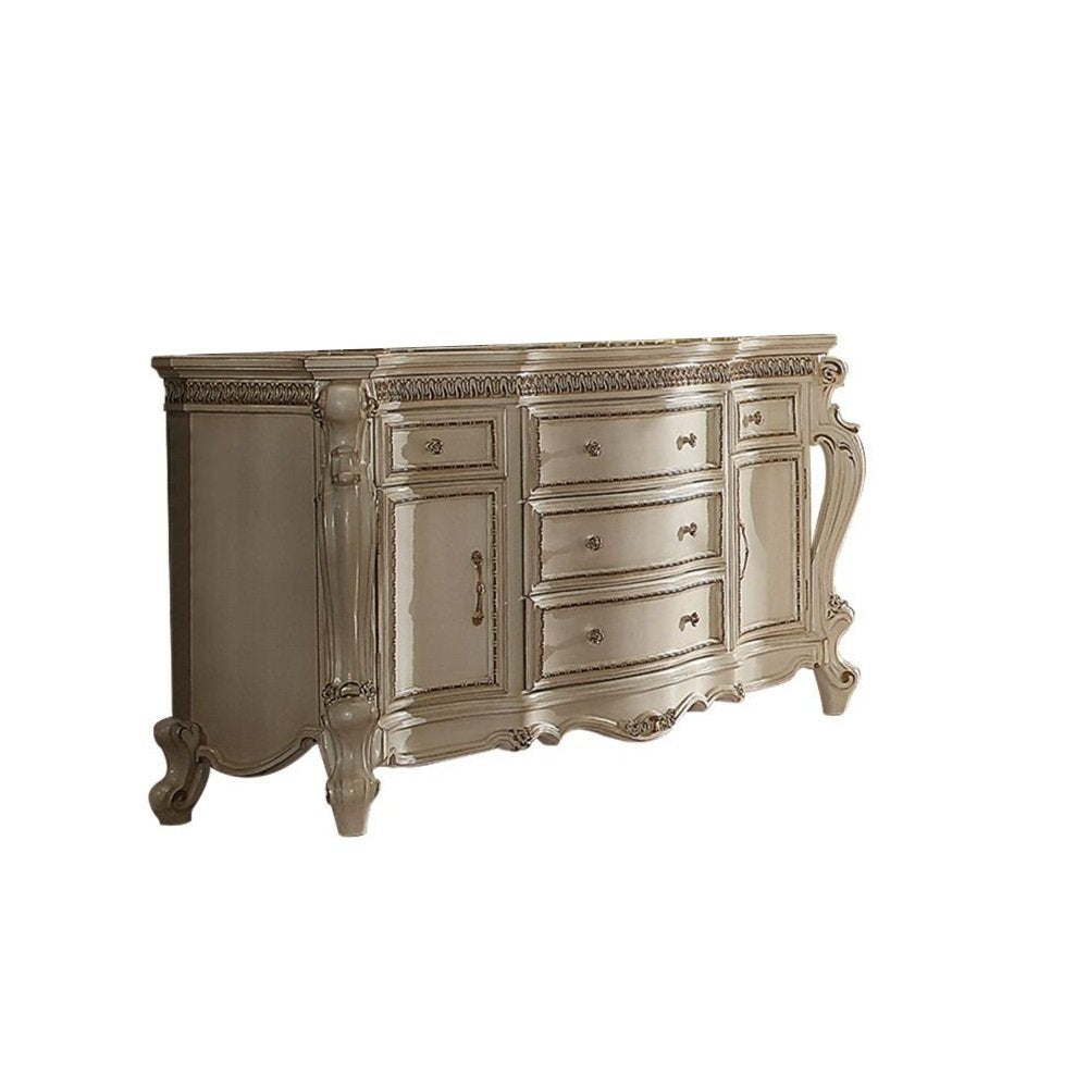 Pearl Solid and Manufactured Wood Five Drawer Triple Dresser - 69-inch