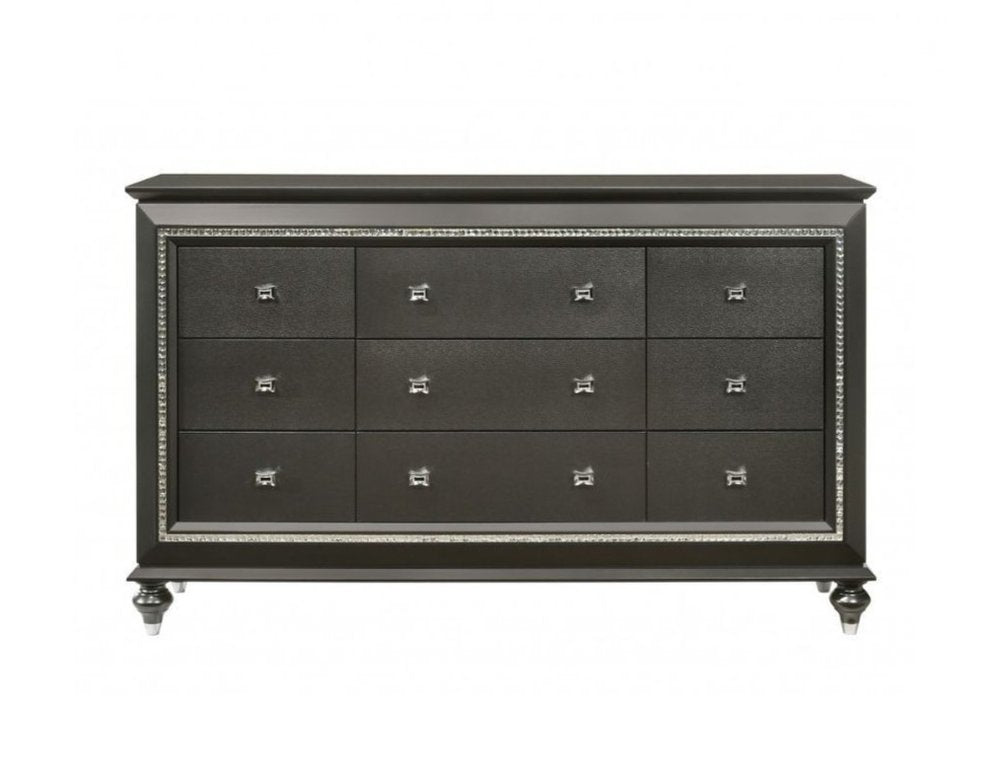 Gray Solid and Manufactured Wood Nine Drawer Triple Dresser - 66-inch