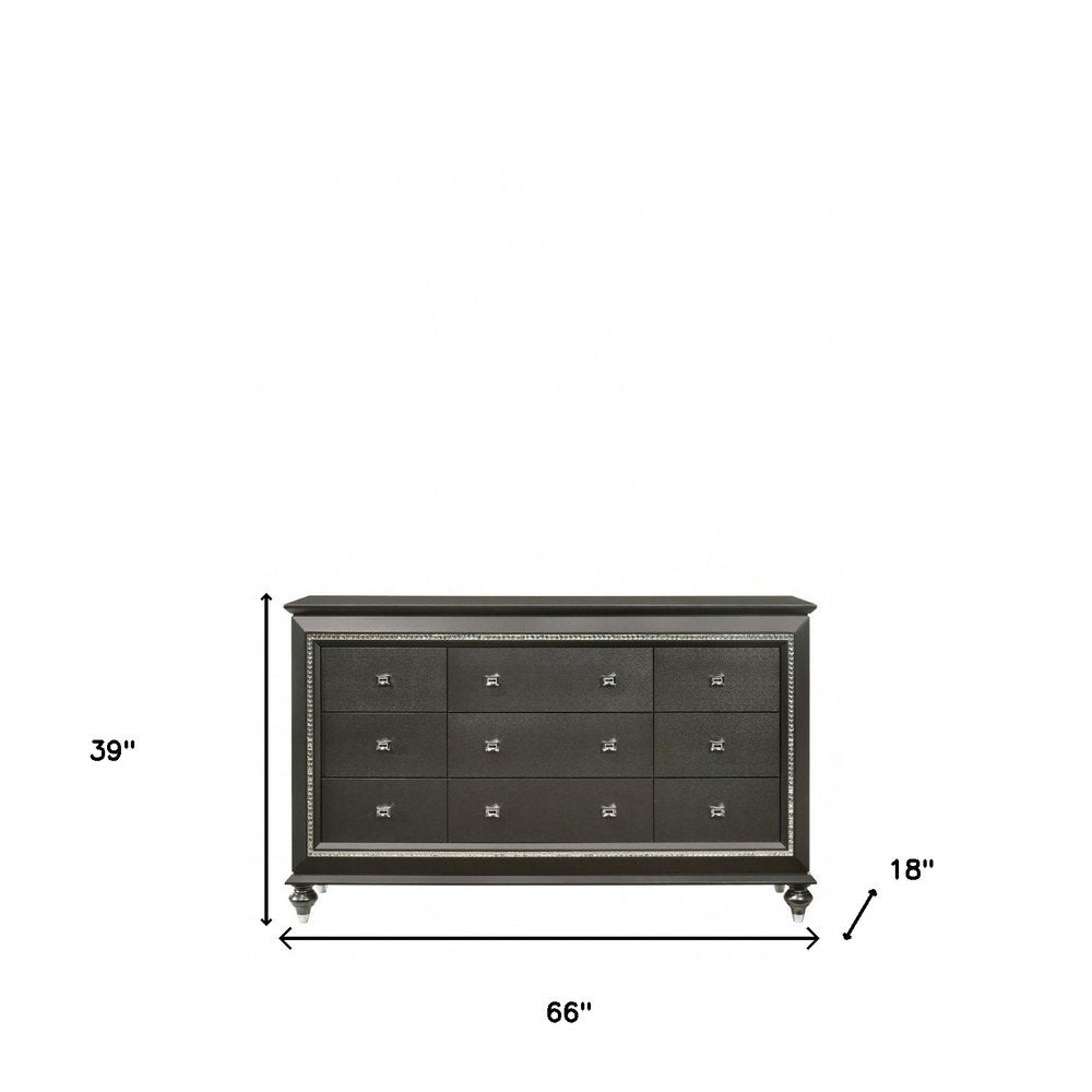 Gray Solid and Manufactured Wood Nine Drawer Triple Dresser - 66-inch