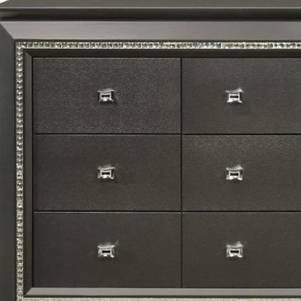 Gray Solid and Manufactured Wood Nine Drawer Triple Dresser - 66-inch