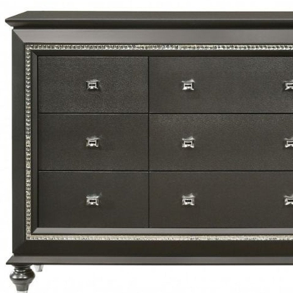 Gray Solid and Manufactured Wood Nine Drawer Triple Dresser - 66-inch