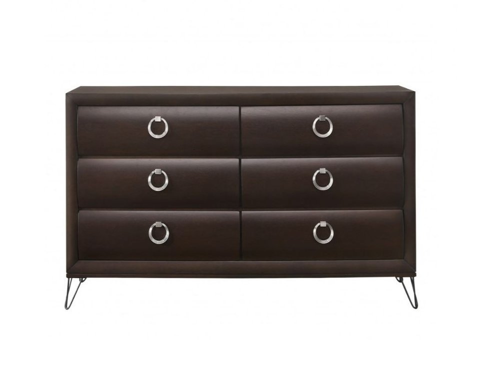 Merlot Solid and Manufactured Wood Six Drawer Double Dresser - 63-inch