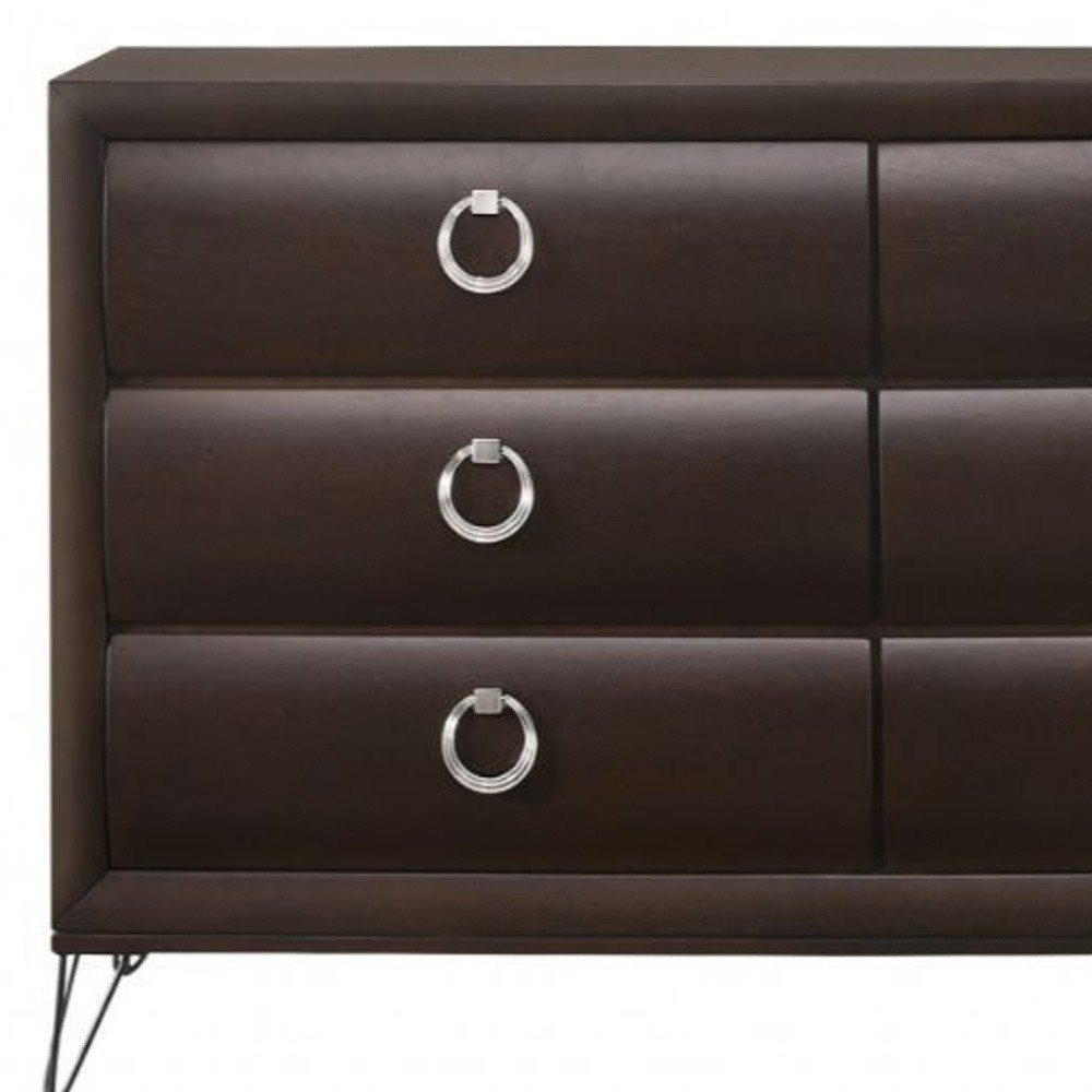 Merlot Solid and Manufactured Wood Six Drawer Double Dresser - 63-inch