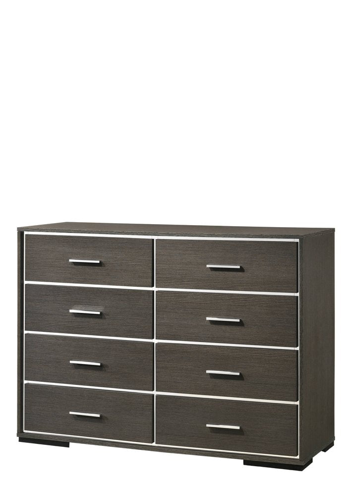 Gray Solid and Manufactured Wood Eight Drawer Double Dresser - 57-inch