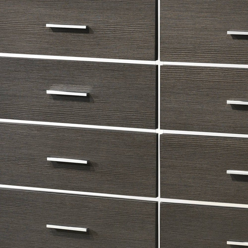 Gray Solid and Manufactured Wood Eight Drawer Double Dresser - 57-inch