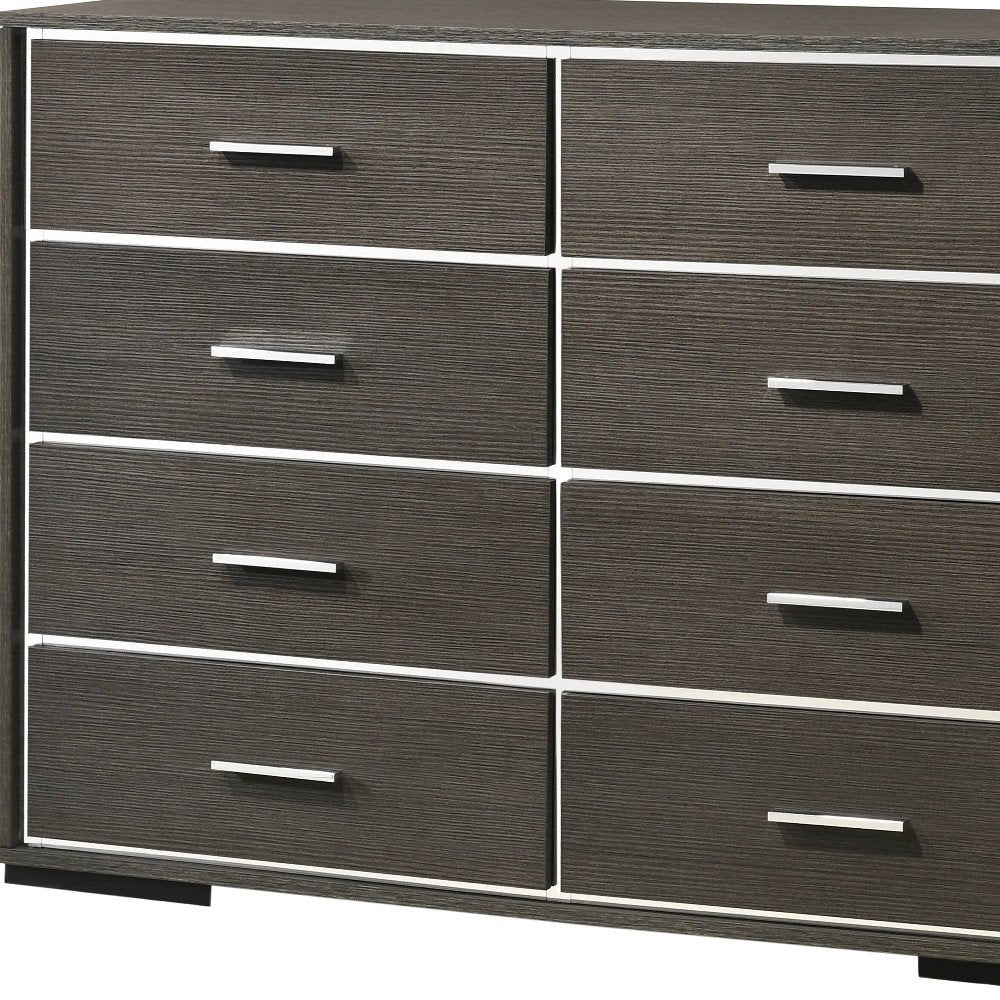 Gray Solid and Manufactured Wood Eight Drawer Double Dresser - 57-inch