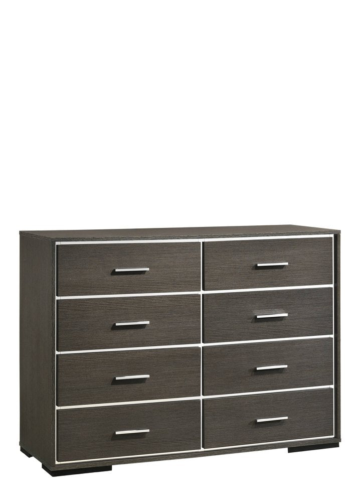 Gray Solid and Manufactured Wood Eight Drawer Double Dresser - 57-inch