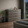 Gray Solid and Manufactured Wood Eight Drawer Double Dresser - 57-inch
