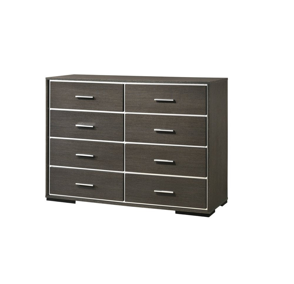 Gray Solid and Manufactured Wood Eight Drawer Double Dresser - 57-inch