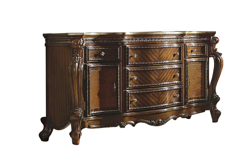 Brown Solid and Manufactured Wood Five Drawer Triple Dresser - 69-inch