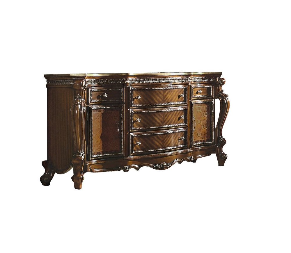 Brown Solid and Manufactured Wood Five Drawer Triple Dresser - 69-inch