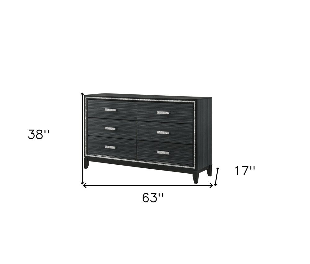 Natural Brown Manufactured Wood Six Drawer Double Dresser - 59-inch
