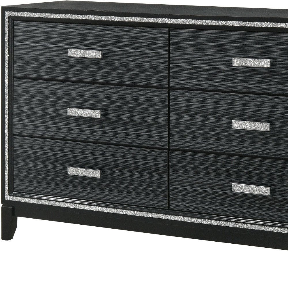 Natural Brown Manufactured Wood Six Drawer Double Dresser - 59-inch