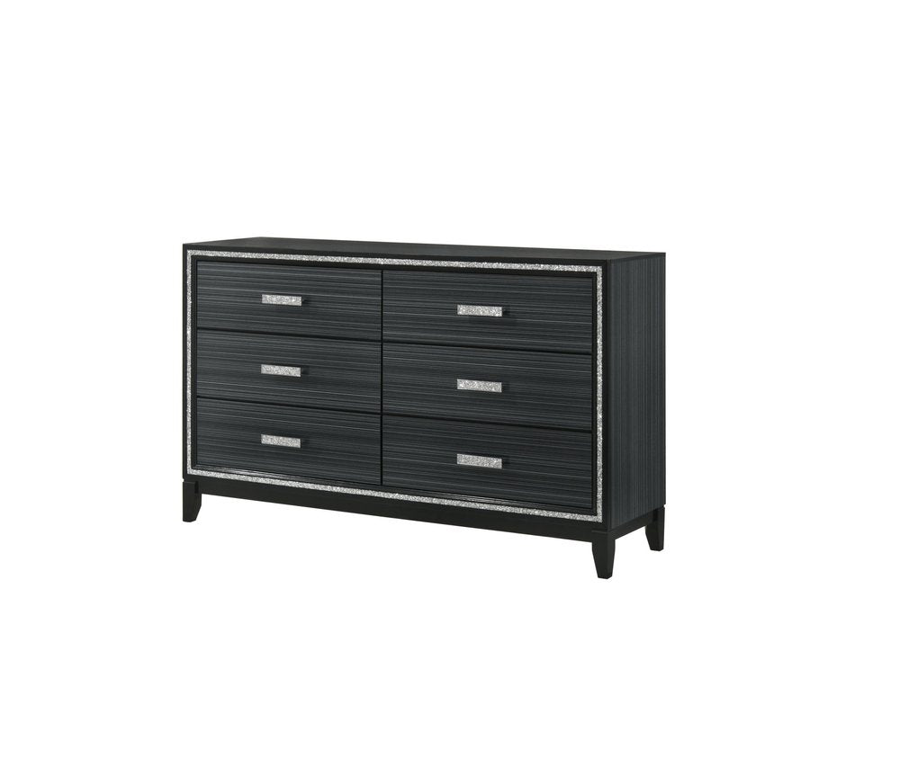 Natural Brown Manufactured Wood Six Drawer Double Dresser - 59-inch