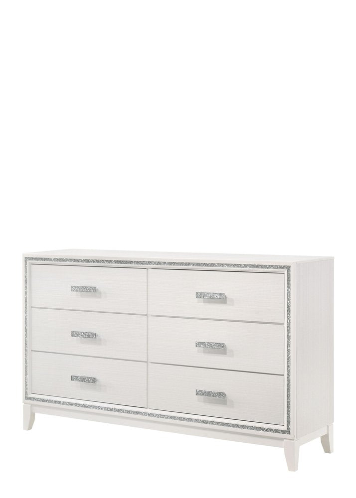 Natural Brown Manufactured Wood Six Drawer Double Dresser - 59-inch