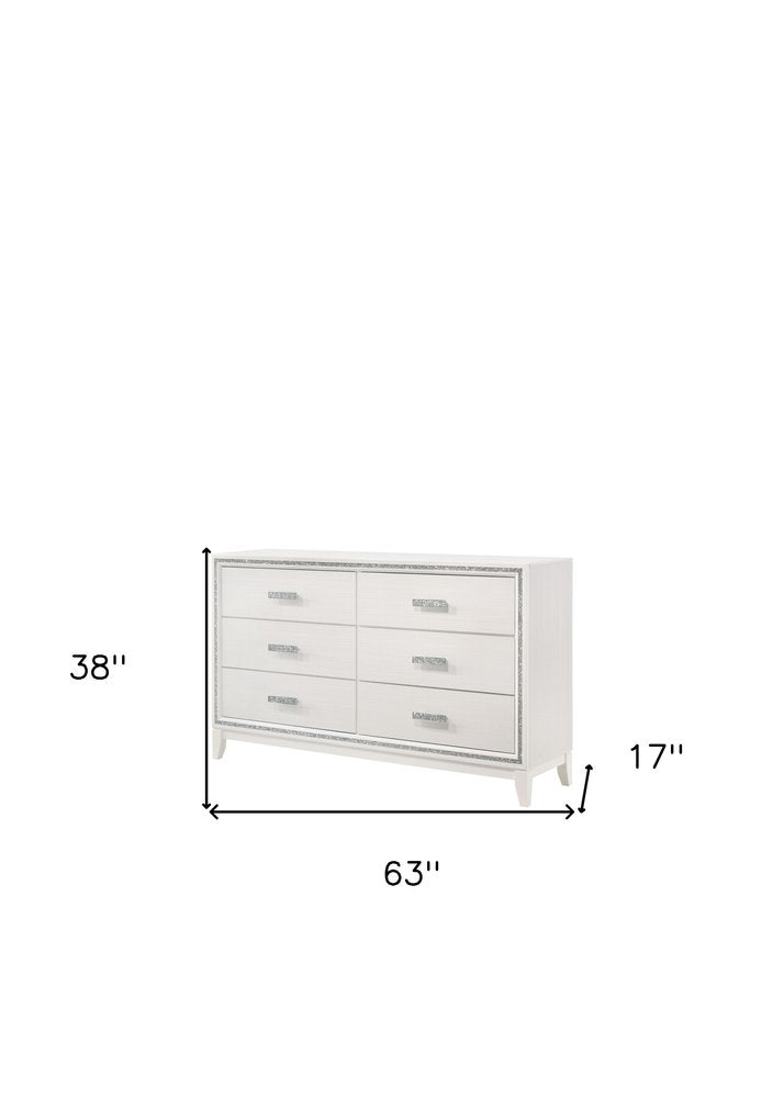 Natural Brown Manufactured Wood Six Drawer Double Dresser - 59-inch