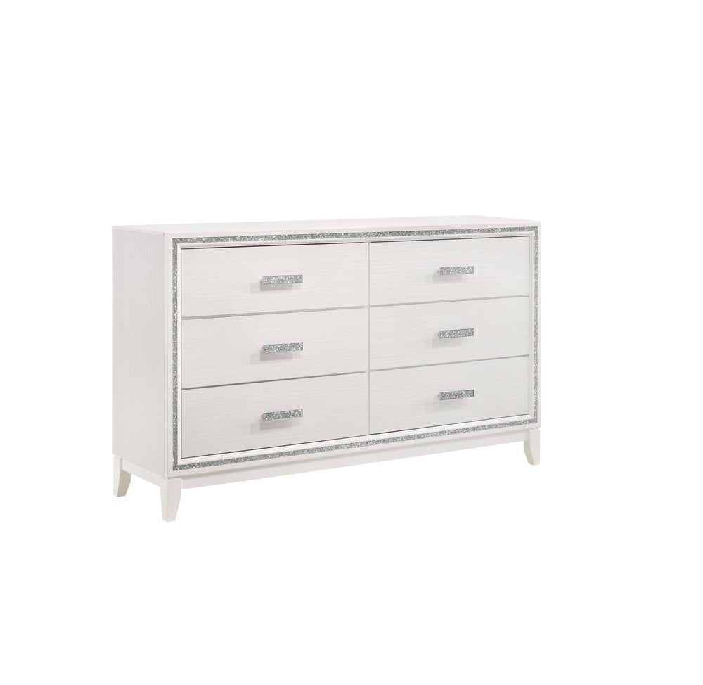 Natural Brown Manufactured Wood Six Drawer Double Dresser - 59-inch