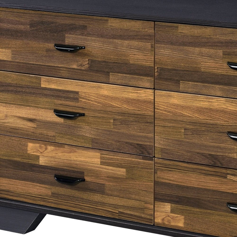 Walnut Black and Finish Manufactured Wood Six Drawer Double Dresser - 47-inch