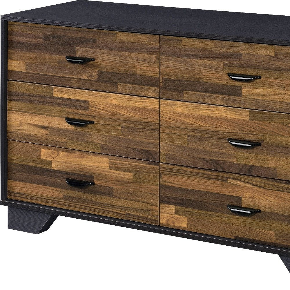 Walnut Black and Finish Manufactured Wood Six Drawer Double Dresser - 47-inch
