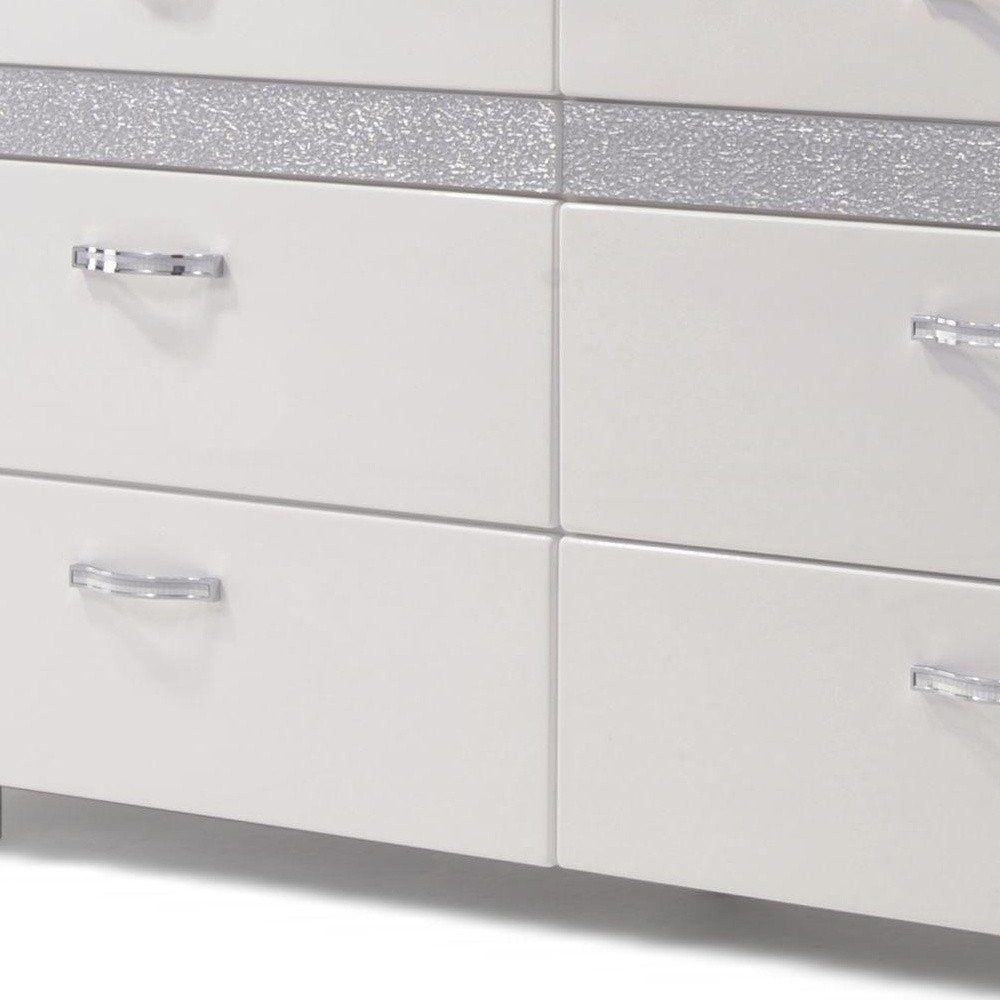 White High Gloss Manufactured Wood Eight Drawer Double Dresser - 63-inch