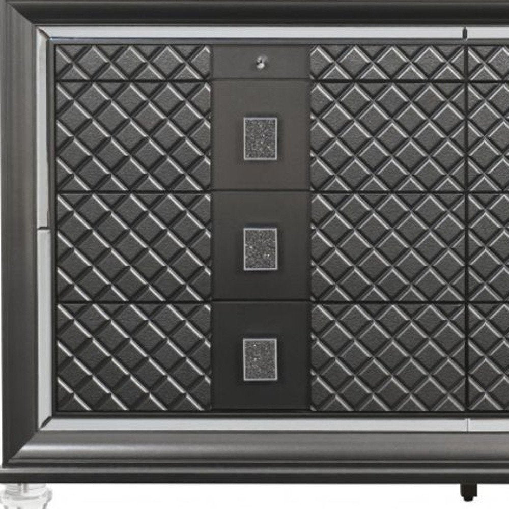 Gray Solid and Manufactured Wood Eight Drawer Double Dresser - 65-inch