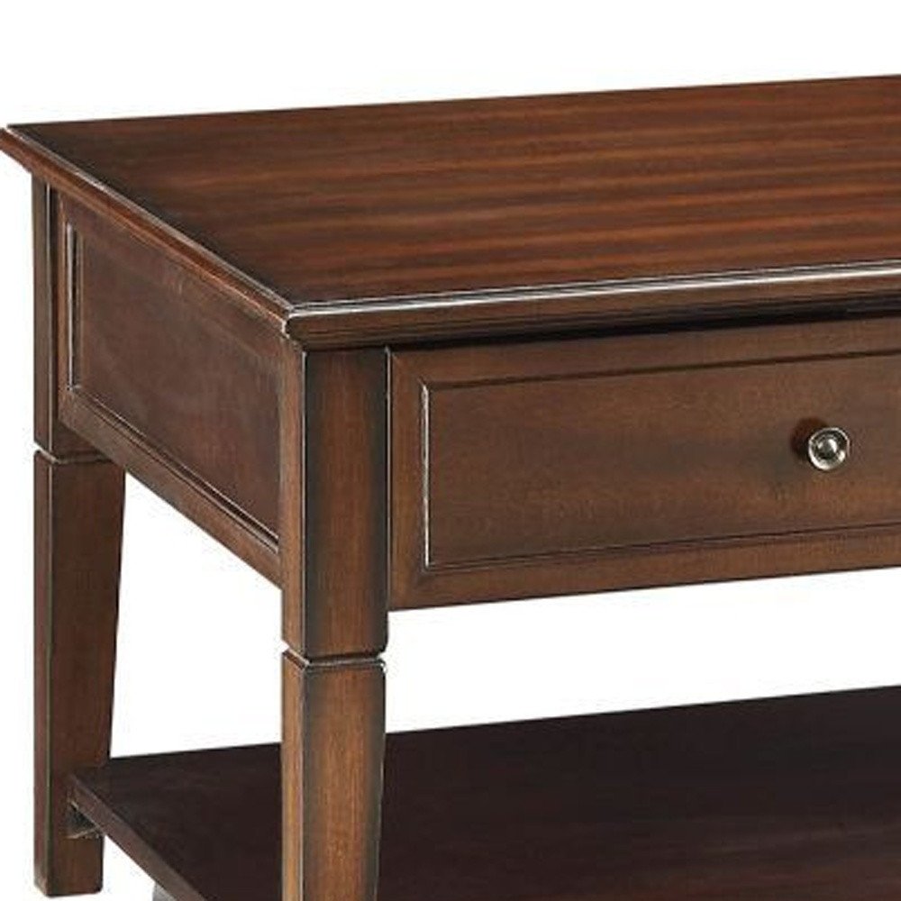 Brown Wood Lift Top Coffee Table with Shelf - 48-inch