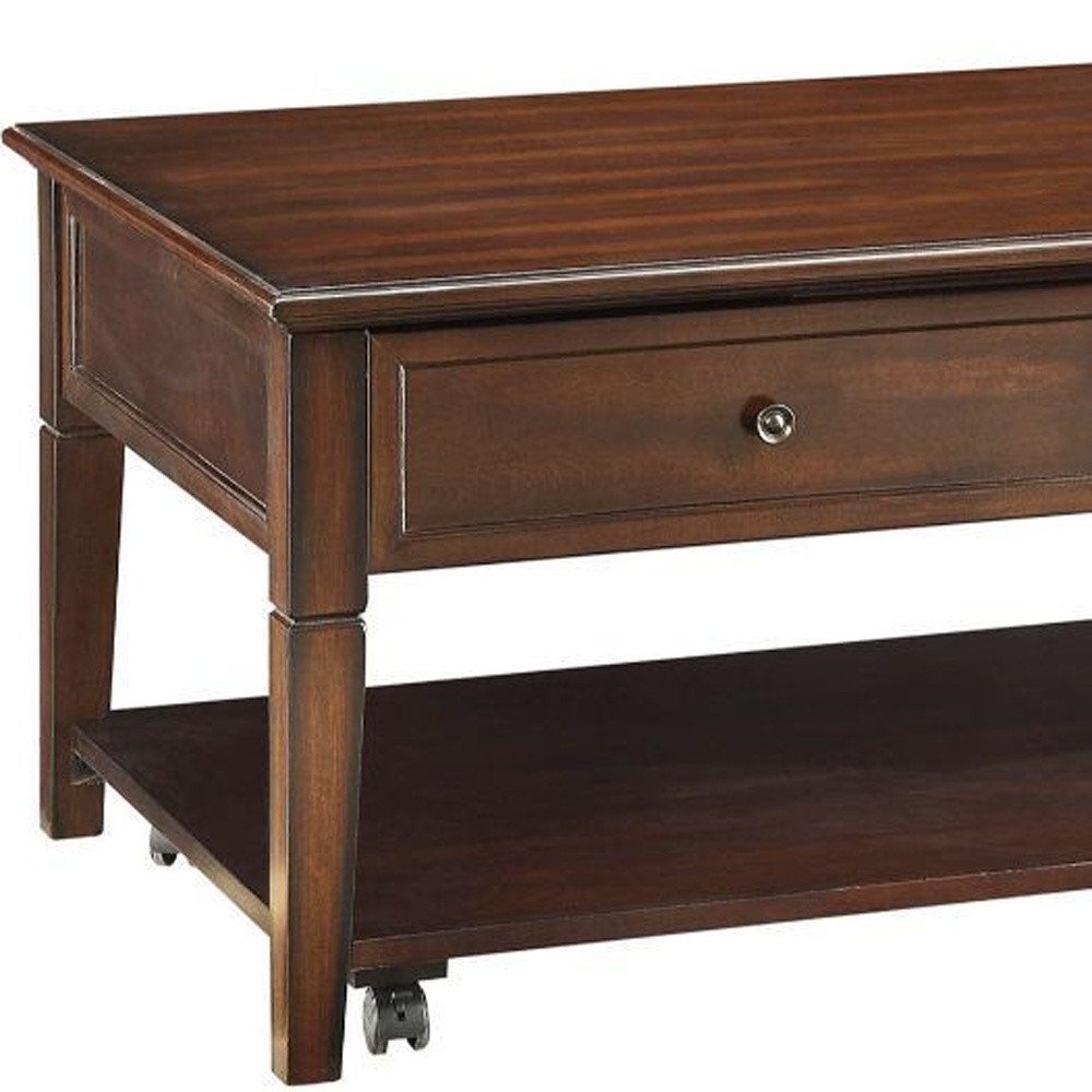 Brown Wood Lift Top Coffee Table with Shelf - 48-inch