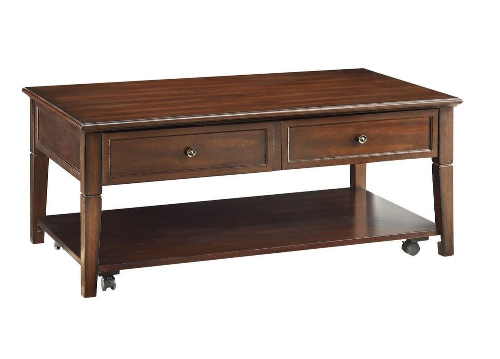 Brown Wood Lift Top Coffee Table with Shelf - 48-inch