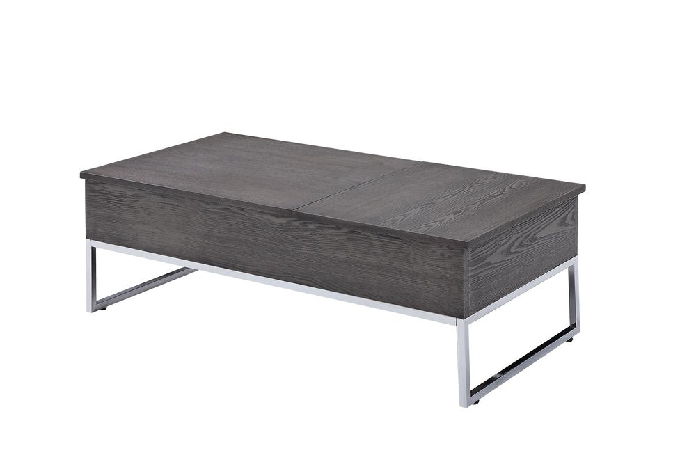 Gray and Silver Wood Lift Top Frame Coffee Table - 47-inch