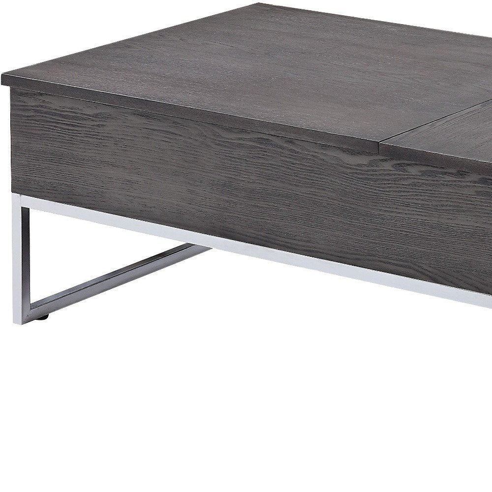 Gray and Silver Wood Lift Top Frame Coffee Table - 47-inch