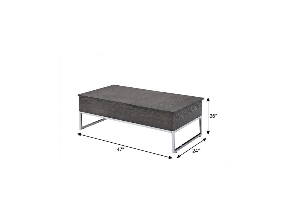 Gray and Silver Wood Lift Top Frame Coffee Table - 47-inch