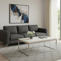 Chrome and White Oak Manufactured Wood and Metal Rectangular Coffee Table
