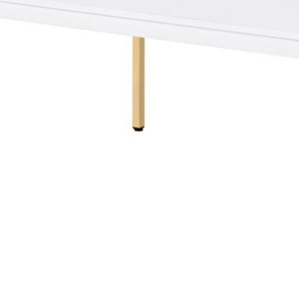 White and Gold Wood and Metal Coffee Table - 48-inch