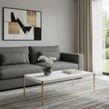 White and Gold Wood and Metal Coffee Table - 48-inch