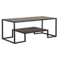 Brown and Black Metal Sled Coffee Table with Shelf - 45-inch