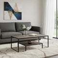 Brown and Black Metal Sled Coffee Table with Shelf - 45-inch