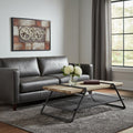 Natural and Gray Metal Sled Coffee Table with Shelf - 47-inch