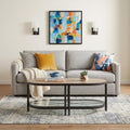 Natural Metal Oval Sled Coffee Table with Shelf - 47-inch