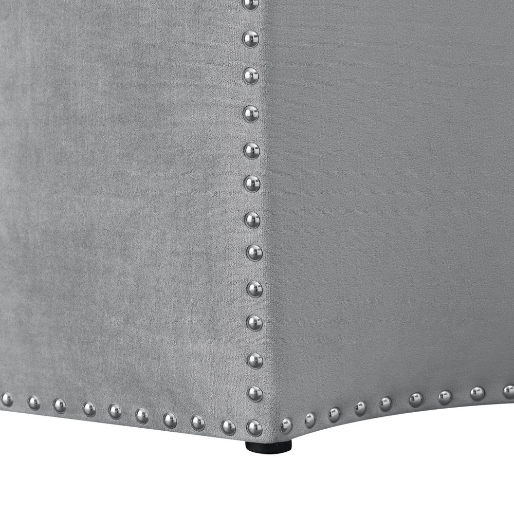 Silver Faux Leather Tufted Octagonal Cocktail Ottoman - 33-inch