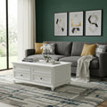 White Wood Lift Top Solid Coffee Table with Two Drawers - 48-inch
