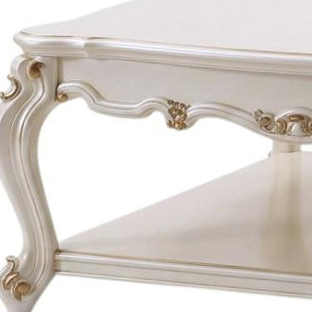 Pearl Wood Coffee Table with Shelf - 47-inch